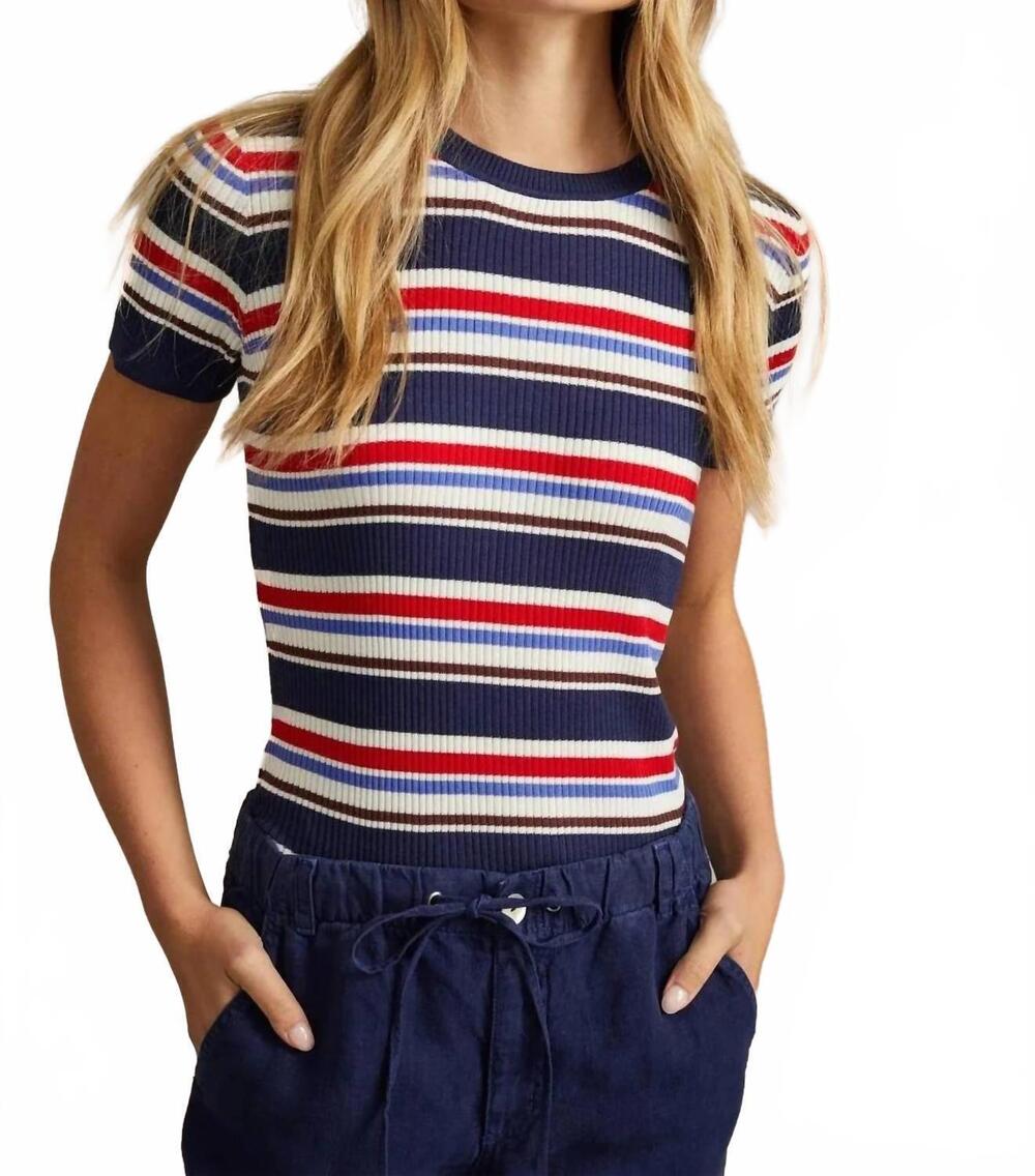 NEW BELLA DAHL fitted crew tee in seaside stripe